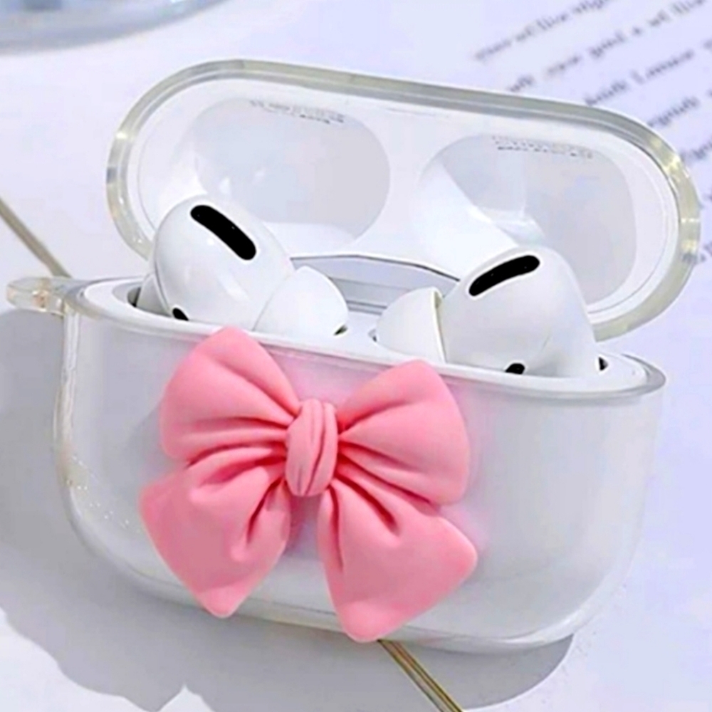 Pink Bow AirPods Pro Case，Beautiful Cute Colorful Bow Design